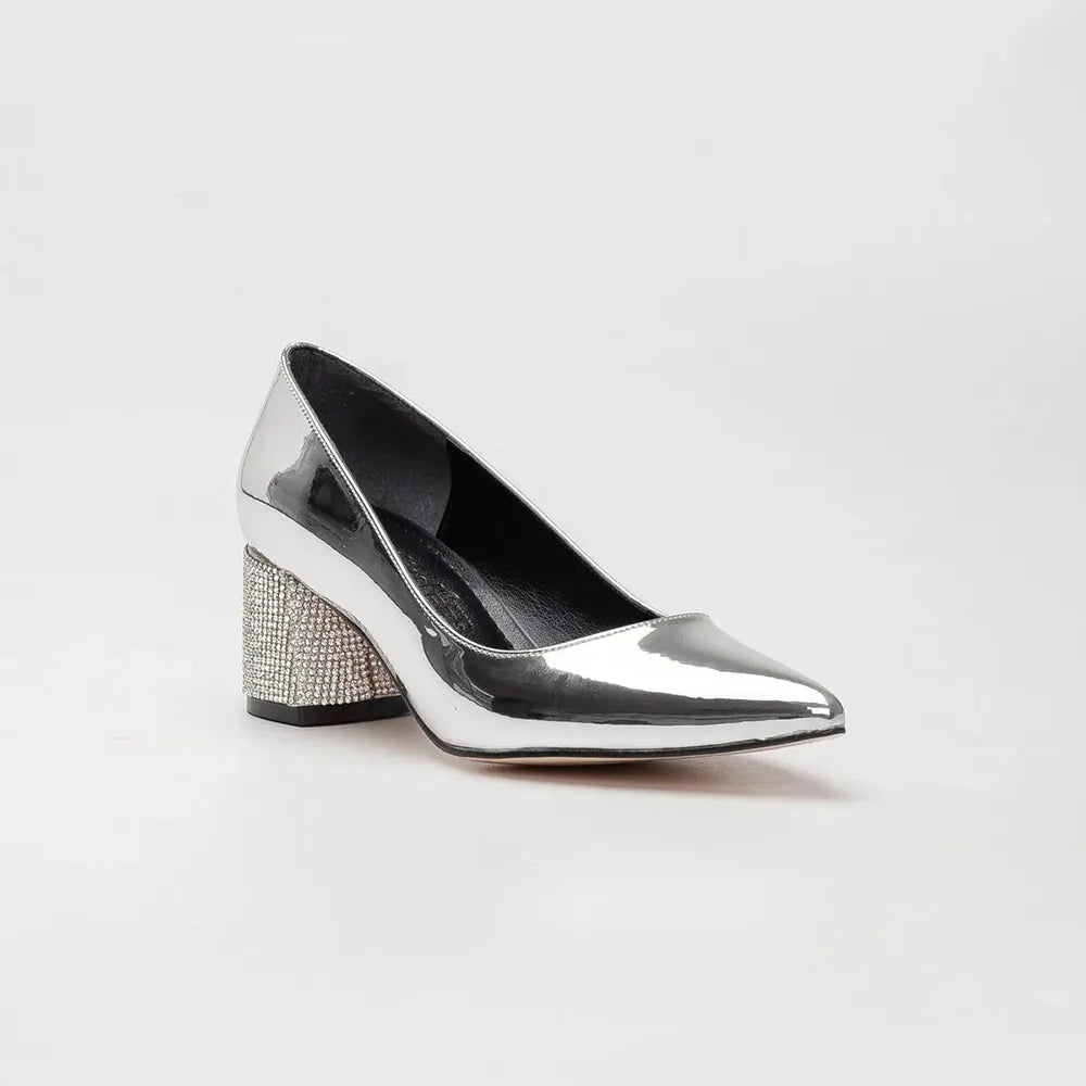 Silver Evening Low Heel Dress Shoes Women MA-048 image 2