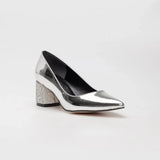 Silver Evening Low Heel Dress Shoes Women MA-048 image 2