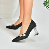Black Rhinestone Low Heel Wedding Shoes RA-050 image 2
