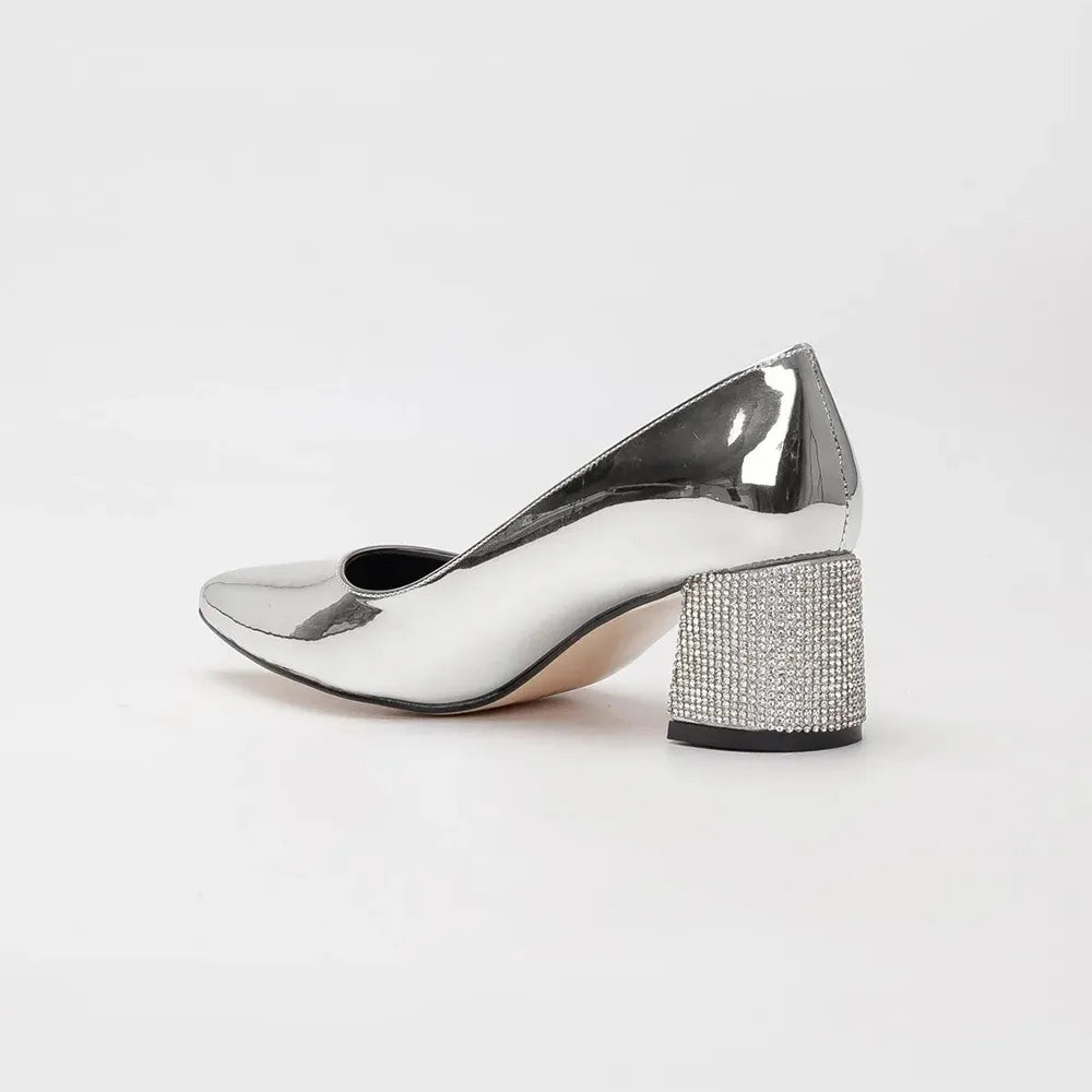Silver Evening Low Heel Dress Shoes Women MA-048 image 3