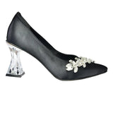 Black Rhinestone Low Heel Wedding Shoes RA-050 image 4