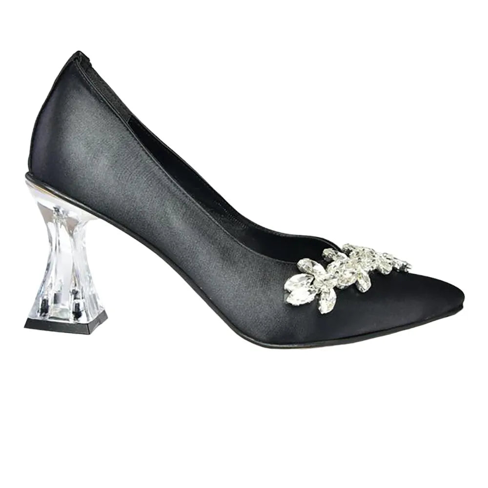 Black Rhinestone Low Heel Wedding Shoes RA-050 image 4