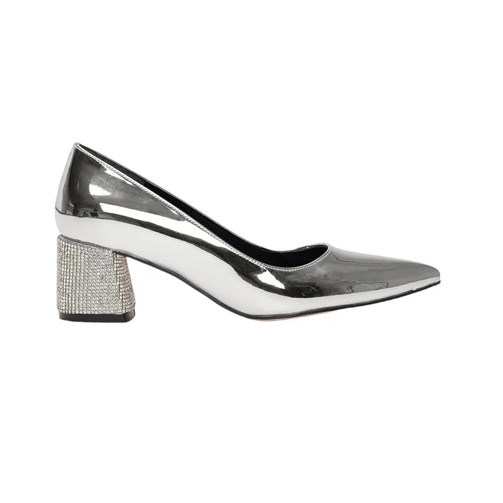 Silver Evening Low Heel Dress Shoes Women MA-048 image 4