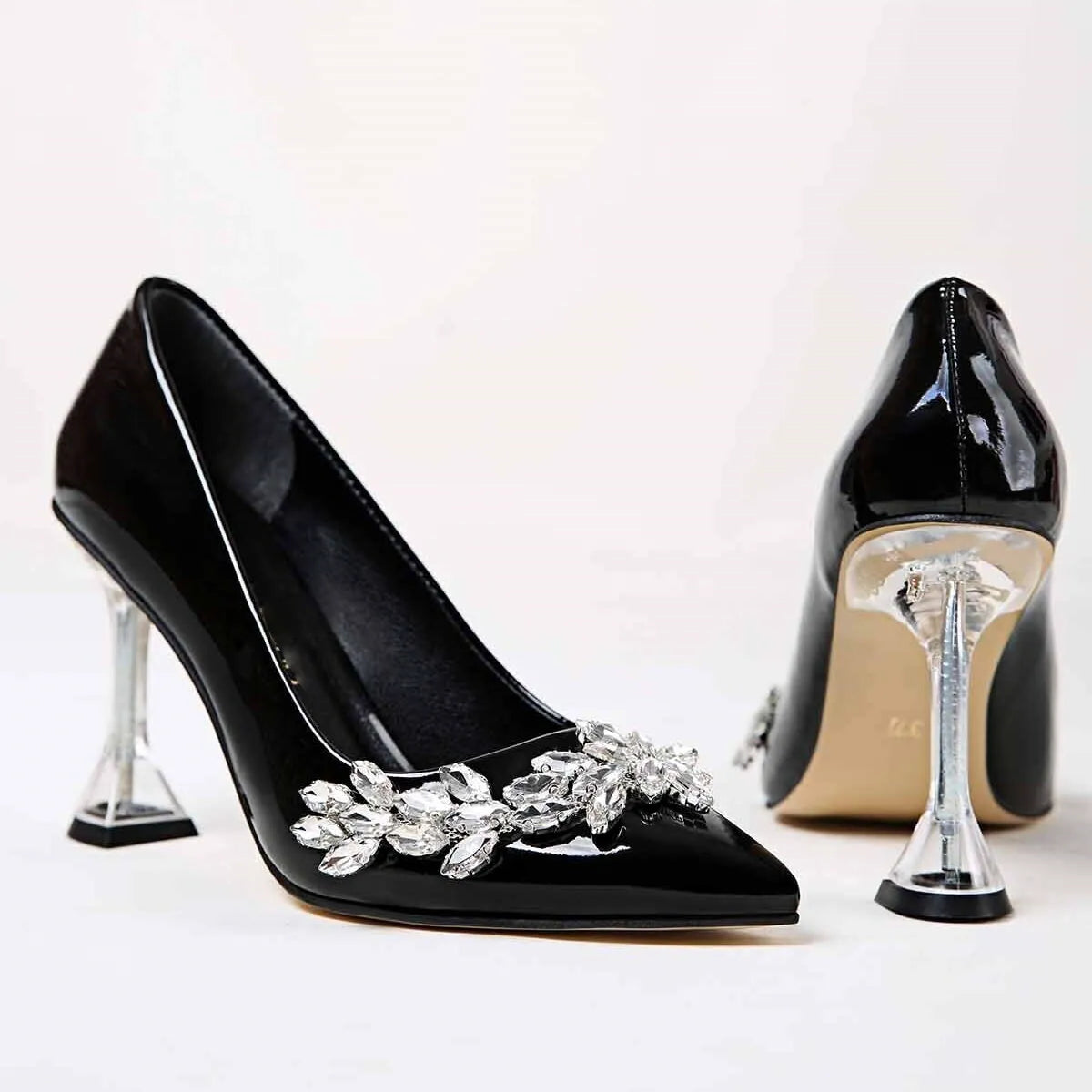 Black Shiny Rhinestone Stiletto Heels for Women RA-510 image 3