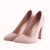 Bej Süet Kadın Kalın Topuklu Ayakkabı MA-023