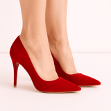 Kırmızı Süet Stiletto Topuklu Ayakkabı MA-021