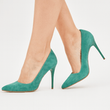 Yeşil Süet Stiletto Topuklu Ayakkabı MA-021