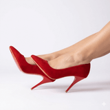 Kırmızı Süet Stiletto Topuklu Ayakkabı MA-021