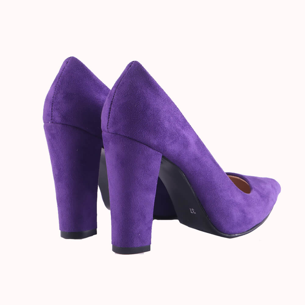 Mor Süet Kadın Kalın Topuklu Ayakkabı MA-023