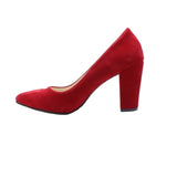 Kırmızı Süet Kadın Kalın Topuklu Ayakkabı MA-023