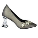 Platinum Rhinestone Low Heel Wedding Shoes RA-050 image 4