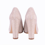 Altın Simli Kadın Kalın Topuklu Ayakkabı MA-023