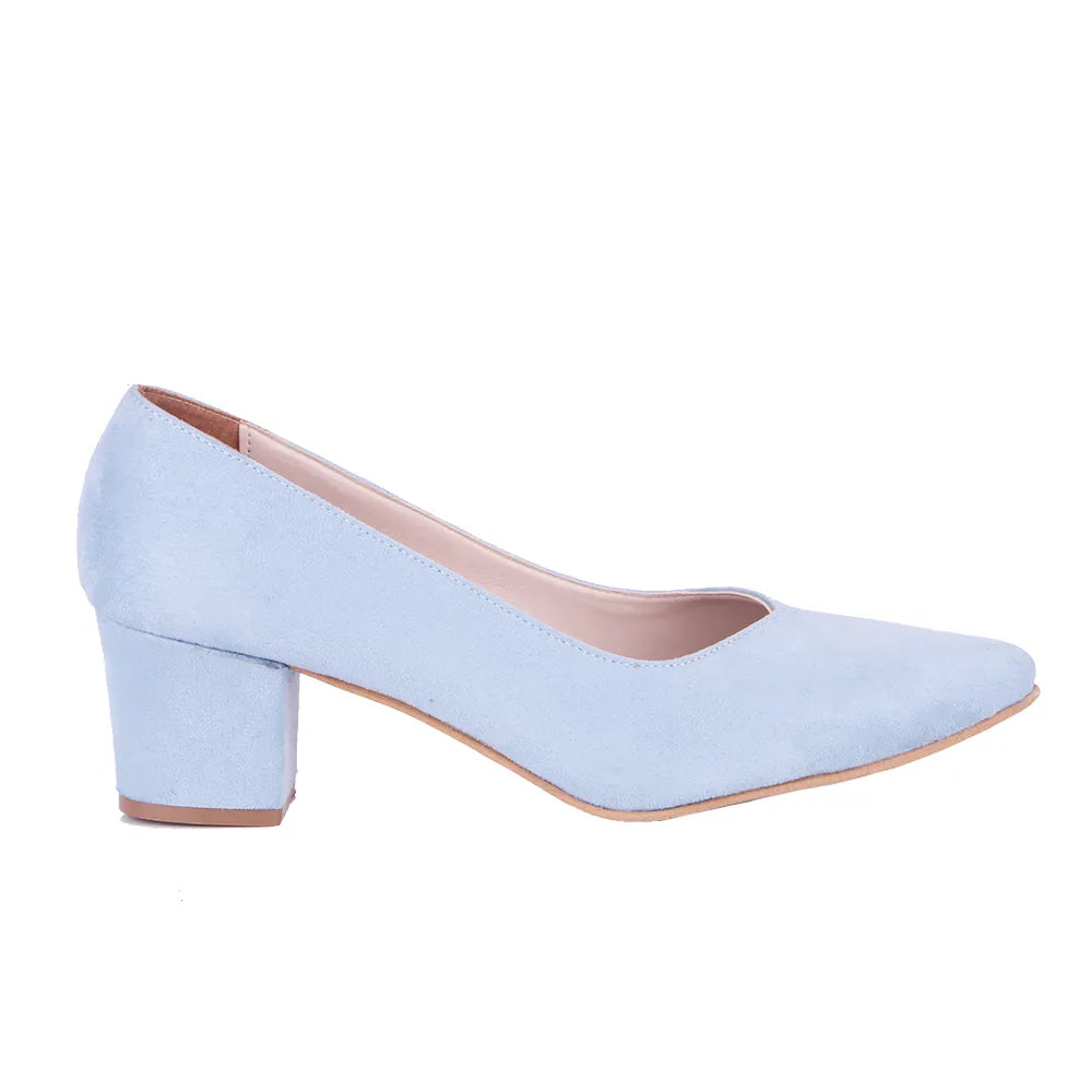 Bebe Mavi Süet Alçak Topuklu Ayakkabı RA-162