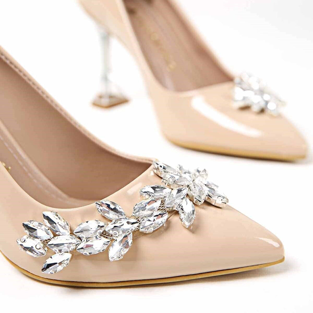 Bej Taş Detaylı Topuklu Ayakkabı RA-510