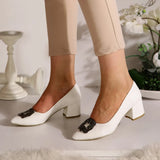 Beyaz Alçak Topuklu Taşlı Abiye Ayakkabı RA-1620