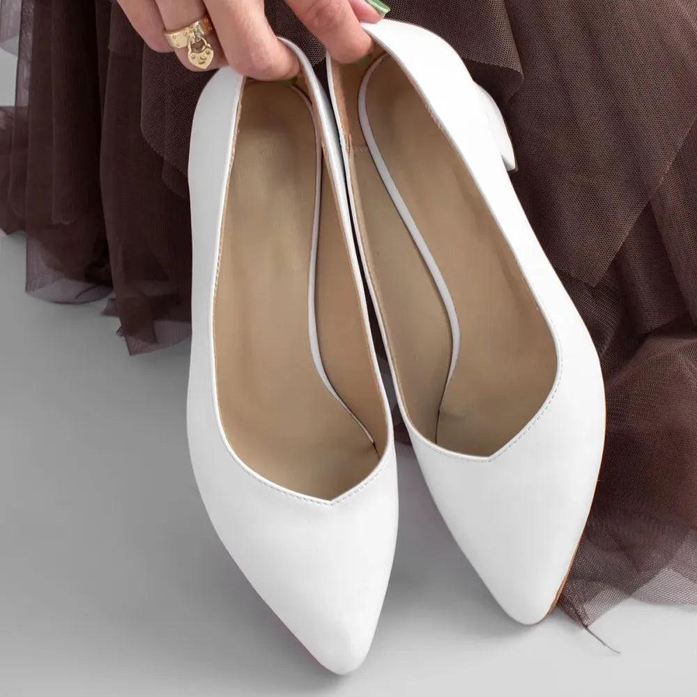 Beyaz Alçak Topuklu Ayakkabı RA-162