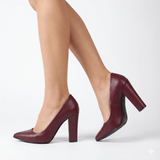 Bordo Kadın Kalın Topuklu Ayakkabı MA-023