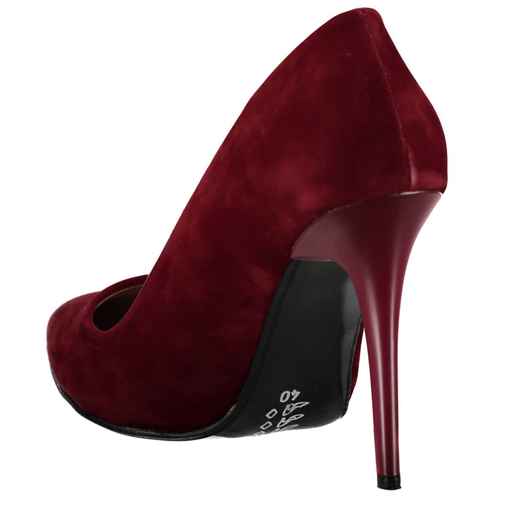 Bordo Süet Stiletto Topuklu Ayakkabı MA-021