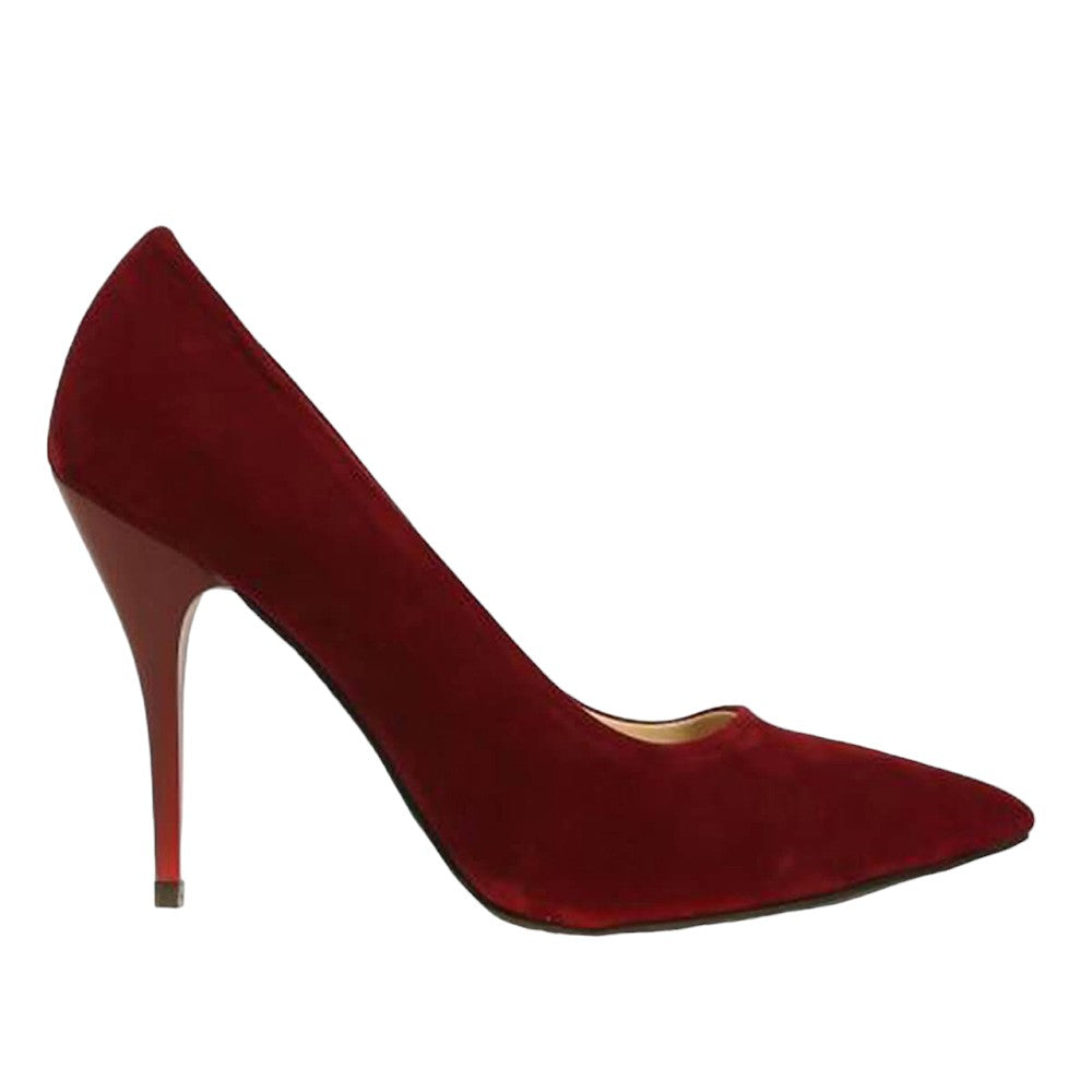 Bordo Süet Stiletto Topuklu Ayakkabı MA-021
