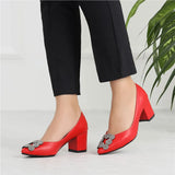 Kırmızı Alçak Topuklu Taşlı Abiye Ayakkabı RA-1620