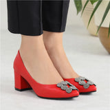 Kırmızı Alçak Topuklu Taşlı Abiye Ayakkabı RA-1620