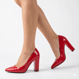 Kırmızı Rugan Kadın Kalın Topuklu Ayakkabı MA-023
