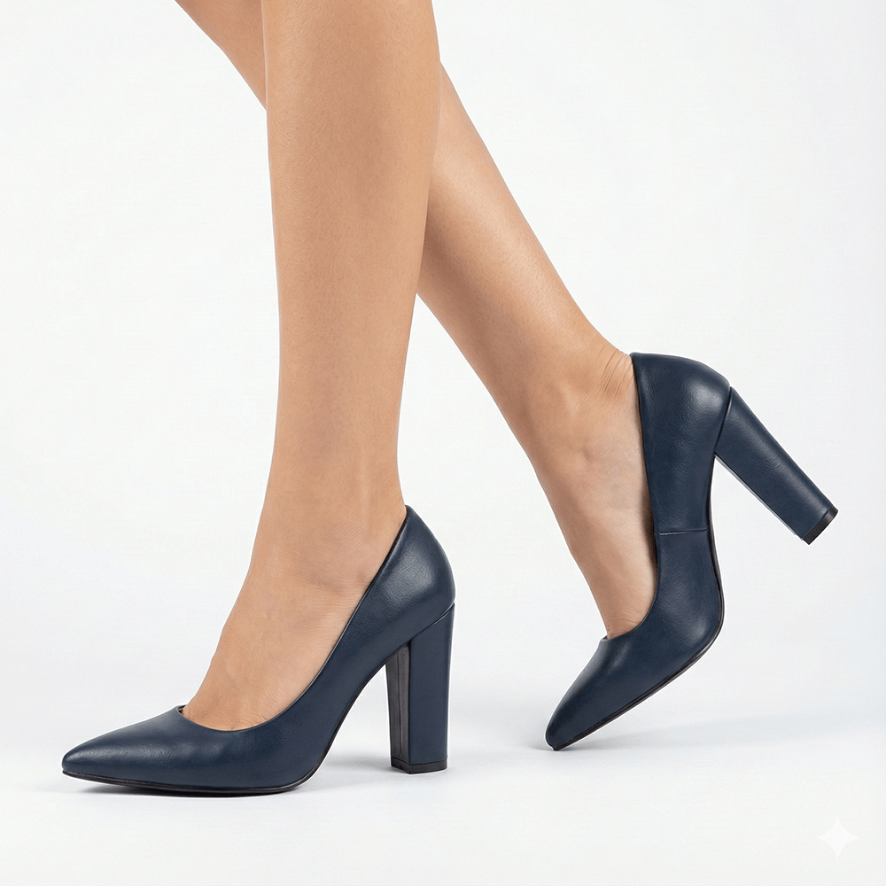 Lacivert Kadın Kalın Topuklu Ayakkabı MA-023