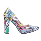 Mavi Baskı Kadın Kalın Topuklu Ayakkabı MA-023