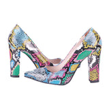 Mavi Baskı Kadın Kalın Topuklu Ayakkabı MA-023