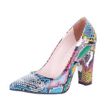 Mavi Baskı Kadın Kalın Topuklu Ayakkabı MA-023