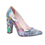 Mavi Baskı Kadın Kalın Topuklu Ayakkabı MA-023