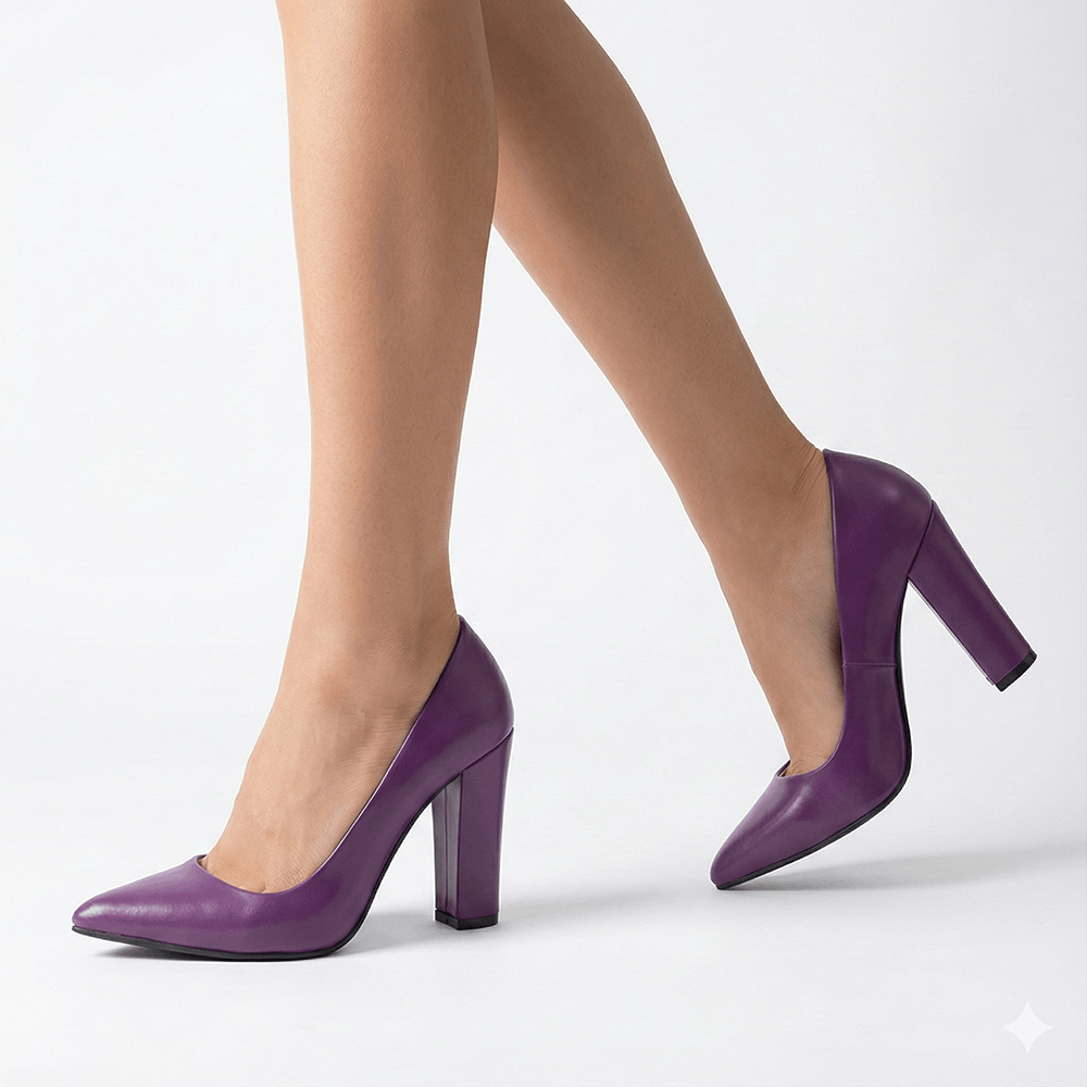 Mor Kadın Kalın Topuklu Ayakkabı MA-023