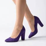 Mor Süet Kadın Kalın Topuklu Ayakkabı MA-023