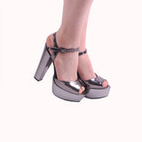 Platin Kalın Topuklu Platform Gelin Ayakkabısı RA-027