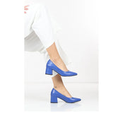 Saks Mavisi Alçak Topuklu Ayakkabı RA-162