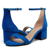 Saks Mavisi Süet Tek Bant Topuklu Ayakkabı RA-155