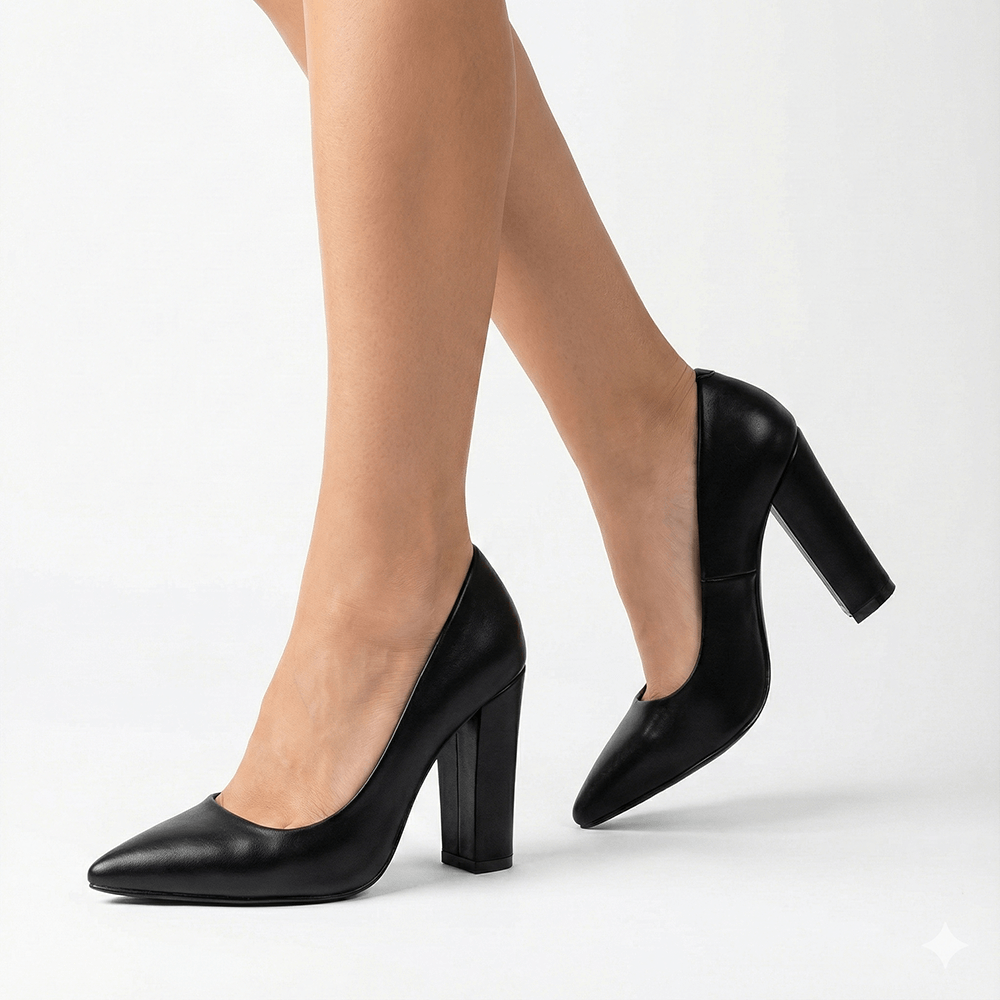 Siyah Kadın Kalın Topuklu Ayakkabı MA-023