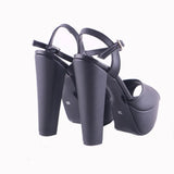 Siyah Kalın Topuklu Platform Gelin Ayakkabısı RA-027