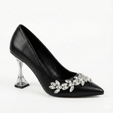 Siyah Taş Detaylı Topuklu Ayakkabı RA-510