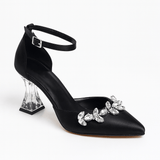 Siyah Taşlı Bilekten Bağlamalı Topuklu Ayakkabı RA-561