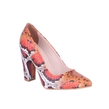 Turuncu Baskı Kadın Kalın Topuklu Ayakkabı MA-023
