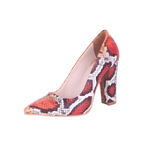 Turuncu Baskı Kadın Kalın Topuklu Ayakkabı MA-023