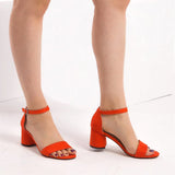 Turuncu Süet Tek Bant Topuklu Ayakkabı RA-155