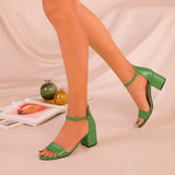 Yeşil Tek Bant Topuklu Ayakkabı RA-155
