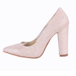 Gold Glitter Block Heel Shoes MA-023