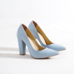 Baby Blue Block Heel Shoes MA-023