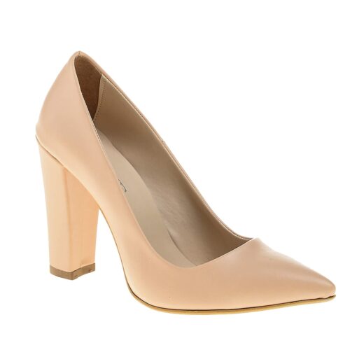 Beige Block Heel Shoes MA-023