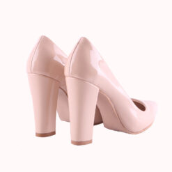 Beige Shiny Block Heel Shoes MA-023