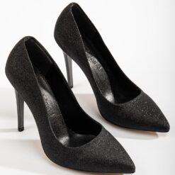 Black Glitter Stiletto High Heel Shoes for Women MA-021