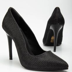 Black Glitter Stiletto High Heel Shoes for Women MA-021